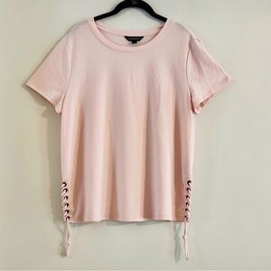 Rock & Republic Blush Pink Lace-Up Sides Short Sleeve Tee Size XL